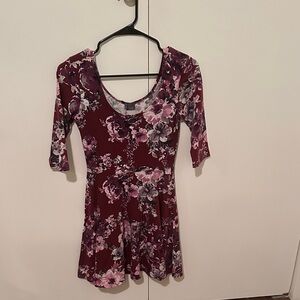 Sparkle & Fade Burgundy Floral Dress